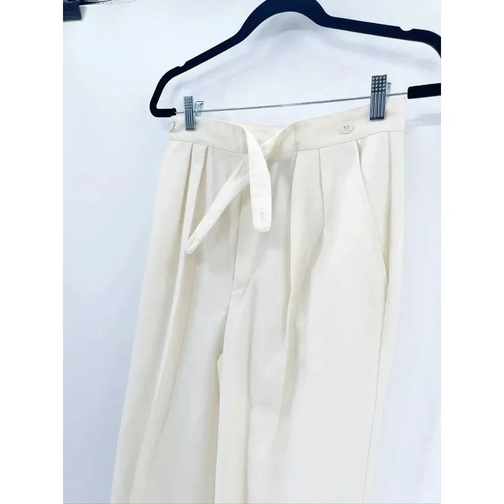Urban Outfitters Fundamental Things Casual Pants Women Size 12 Cream 90s Pleated - Picture 3 of 5